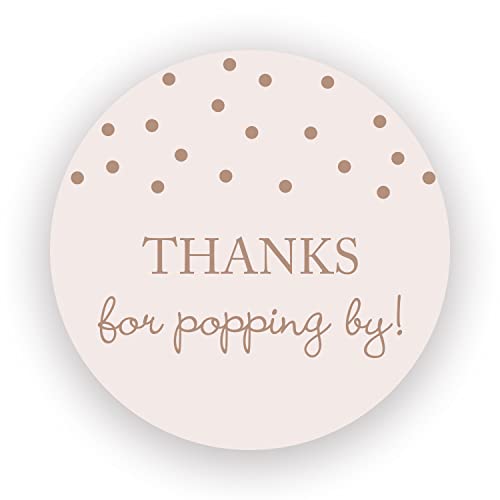 40 Thanks for Popping by! Popcorn Favor Stickers (Rust On Pink)