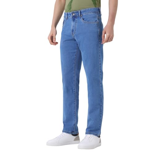 Image of Wert Men's Dark Blue (denimix) & Ice Colour Jeans, Regular Fit, Contrast Stitching,