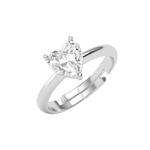 Image of Clara 925 Sterling Silver Heart Solitaire Pendant Earrings Chain Bracelet Ring for Women & Girls| Platinum Plated | Gift for her