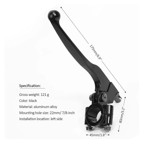 Levier d'embrayage gauche robuste couleur argent pour moto de loisir