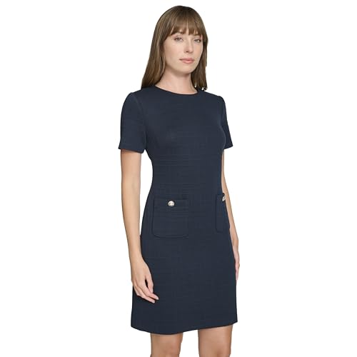 Tommy Hilfiger Women's Short Sleeve High Neck Novelty Button Sheath Mini Dress3
