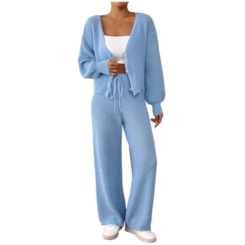 Letfool Lounge Sets for Women 2 Piece Button Sweater Cardigan