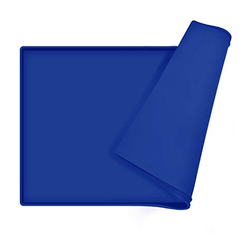 EIOKIT Dog Food Mat, Silicone Waterproof Dog Cat Food Tray, Non Slip Pet Bowl Mats Placemat, Size (18.5