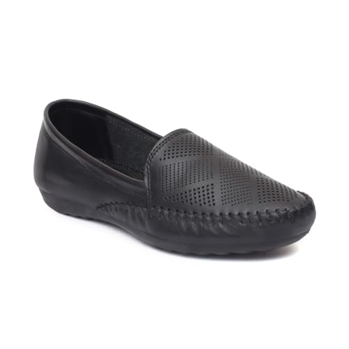 Image of Zoom Shoes Genuine Burnished Leather Brogue Bellies for Women and Girls ZVTR-01 | Ideal for Casual Events, Parties, and Ethnic Looks | Memory Cushioned Insole with Anti-Slip Sole