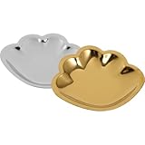 iplusmile 2個 ステンレス製貝殻型ジュエリートレー 大容量化粧品収納皿 リングホルダー兼用 家用装飾プレート 耐食性メタル製シンプルお盆