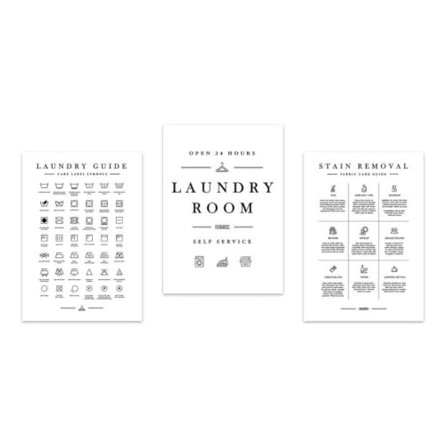 Lienzo impreso de símbolos de lavandería en tres piezas de 40x60cm para decorar tu hogar 2