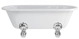 Material: TSFR Casa Padrino Jugendstil Badewanne freistehend 1700mm BWin Weiß - Freistehende Retro Antik Badewanne, Badewannen Füsse:Luxury Classic Silber