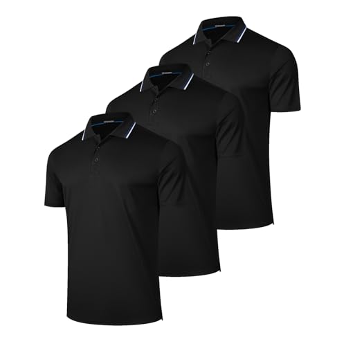 3 Pack Camisetas Polo para Hombre Manga Corta Secado Rápido Transpirable miniatura 1