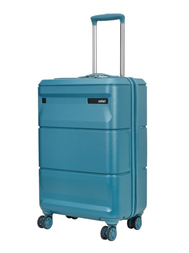 Image of Safari Cosmic Cabin 8 Wheels 55cm Carry on Trolley Bag Hard Case Polycarbonate 360 Degree Wheeling System Luggage, Anti-Theft Zipper, Trolley Bags for Travel, Suitcase for Travel, Harbor Blue