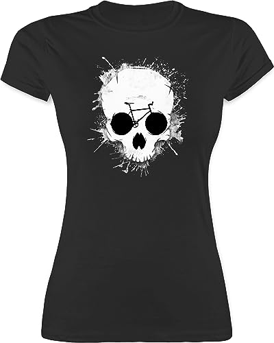 Shirt Damen - Bekleidung Radsport - Ride or die - Totenkopf Fahrrad - M - Schwarz - Frauen Tshirt Cycling Kurzarm Geschenk Mountainbike t Geschenke für Radfahrer Oberteil fahrradsprüchen t-Shirt