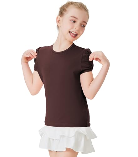 Dreammonkey Girls' Puff Sleeve Shirts Summer Round Neck Cotton T-Shirt (2t-13Y)2