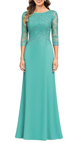 Robe de soirée longue en mousseline KIYNE et dentelle premium