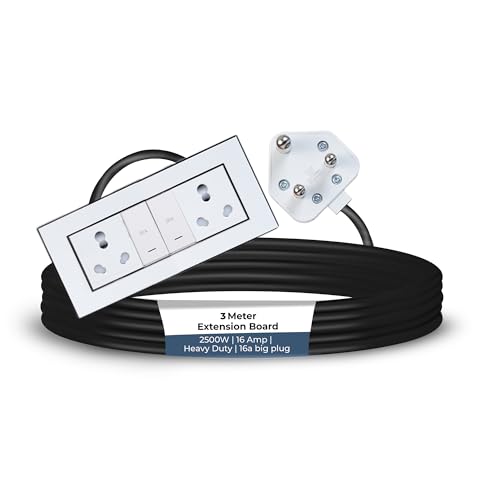 Image of Extension Board Heavy Duty Multi Socket 15A /16A /20 (2500 Watts 16A Big Plug and Two 16A Socket and Two 20A Switch, 3 Meter)
