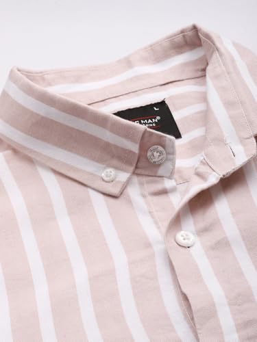 Image of Majestic Man Classic Slim Fit Vertical Striped Casual Cotton Shirt
