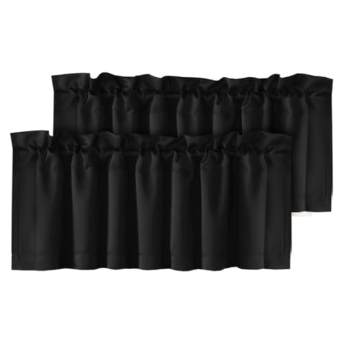 H.VERSAILTEX Blackout Valances for Window, Black Kitchen Valances Curtains for Living...
