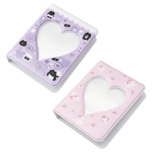 CHROMACRAFT 2 Graziosi Mini Album Fotografici, Porta Carte Fotografiche da 3 Pollici, Porta Carte per Collezionare Carte, Porta Foto Portatile A Fogli Mobili, 40 Mini Album Fotografici Tascabili