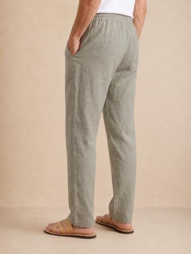 Image of TAGDO Cotton Linen Pants for Man | Lightweight & Breathable Fabric | Elastic with Drawstring | Straight Fit & One Side Zip Pocket | Casual, Holidays, Travel & Everyday Wear (2076)