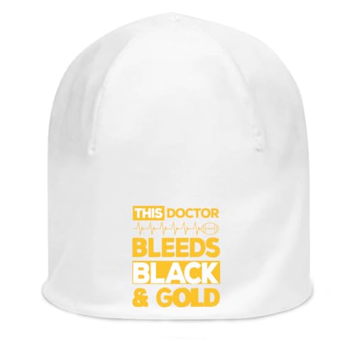 Bonnet souple unisexe This Doctor Bleeds en coton fin noir doré et blanc taille unique
