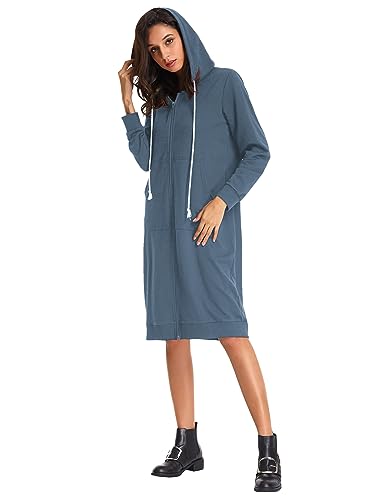 GRACE KARIN Women's Casual Pockets Zip up Hoodies Tunic Sweatshirt Long Hoodie Jacket3