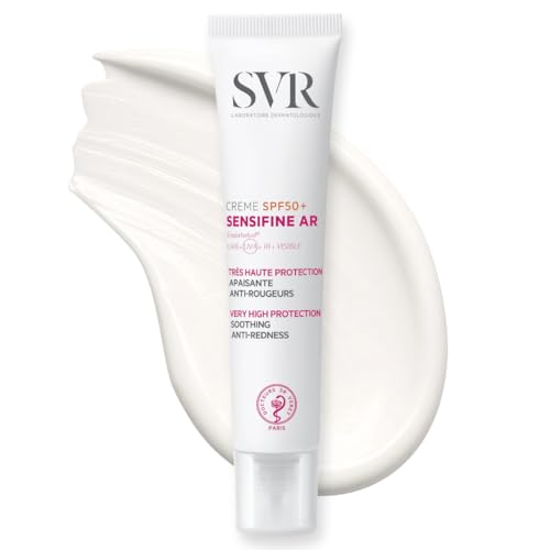 SVR SENSIFINE AR SPF50+ Calming Daily SPF50 Anti-Redness Moisturizer Rosacea Sun Cream for Face, UVB/UVA Anti-Redness Sunscreen for Sensitive Skin 40ml
