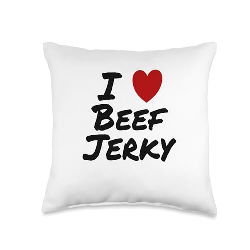 I Heart (Love) Beef Jerky Designs I Heart (Love) Beef Jerky Cured Dried Meat Throw Pillow, 16x16, Multicolor