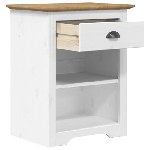 Table de chevet en pin massif marron style français BODO