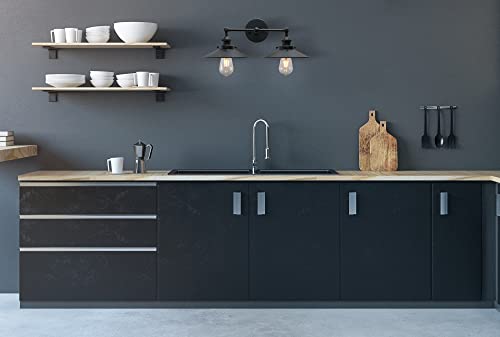 Phansthy Vintage Industrial Wall Sconces Matte Black 2-Light Bathroom Vanity Light With 8.5 Inches Metal Lamp Shade #TOP3