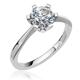 TISORI Solitario Oro Blanco 18K Con Diamante Lab 1Ct