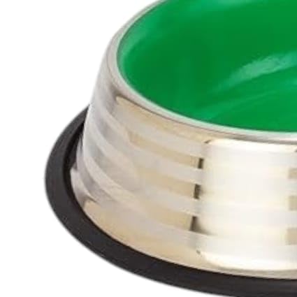 Amazon Brand - Umi Dog and Cat Feeding Steel Bowl, Belly Style, Pantone Green, Large, 1650 ml 2