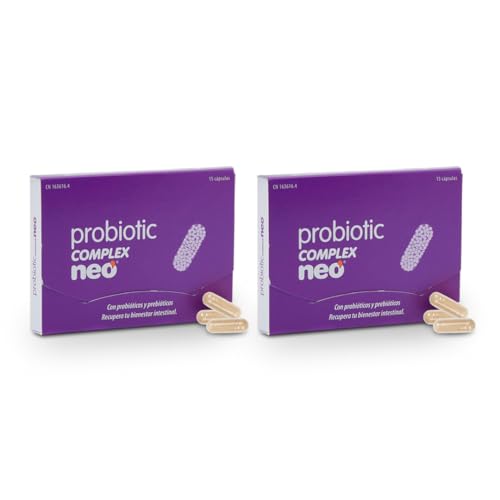 NEO | Probiotic Complex | 15 Cápsulas | Con Microgránulos a Base de Probióticos y Prebióticos | Mejora las Funciones Digestivas | Ayuda al Bienestar Intestinal (Paquete de 2)