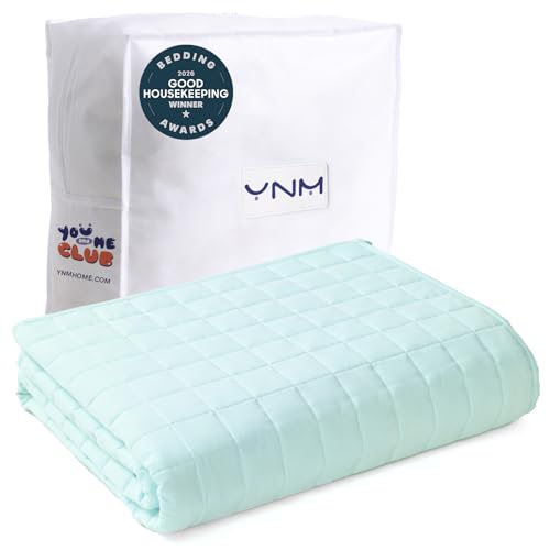 Image of YnM 12lbs Weighted Blanket for Adults, Heavy Bed Throw Blanket with Cooling Glass Beads for All Season Use, Ideal for ~110lbs (48x72 Inches, Twin /Full, Mint Green)
