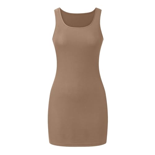 Robe débardeur mini moulante basique en maille côtelée sans manches - 3