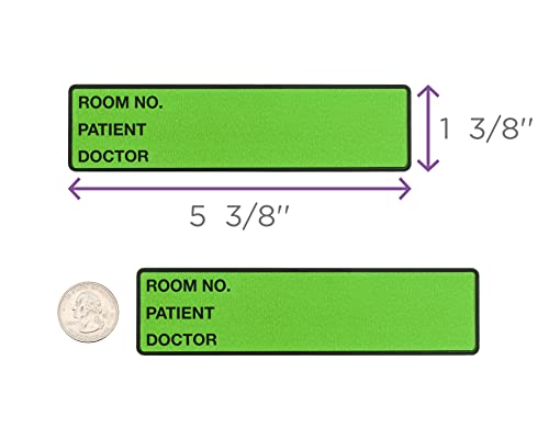 Image of Carstens Patient I.D. Adhesive Medical Chart Labels for 1.5 inch - 4 inch Ring Binder Spines - Pre-Printed Sticker Labels (Room No. / Patient /Doctor), 5 3 /8 inch x 1 3 /8 inch, Green, Roll of 200