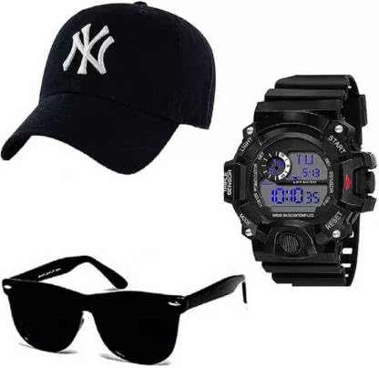 giffemans Latest Baseball Cotton Blend Casual Caps|Black Sunglasses and Multi Function Digital Sports Watch for Men's and Women's Combo Pack of 3-picture-56