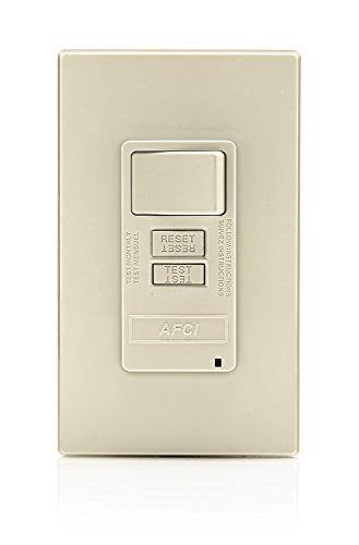 Image of Leviton AFCI /Switch Combination, 15 Amp, Self Test, LED Indicator Light, AFSW1-T, Light Almond