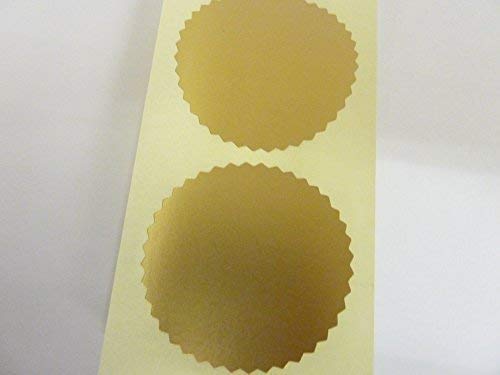 Roll of 1000 50mm Serrated Edge, Matt Gold, Certificate Wafer Company Seal Labels, Stickers for Embossing, Awards & Rewards