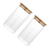 VINTORKY 1 セット 2個 ガラス瓶 リージャー スナックコンテナ 密閉容器 密閉キャニスター キャンディーキャニスター スナックジャー キャンディージャー 木 Transparent