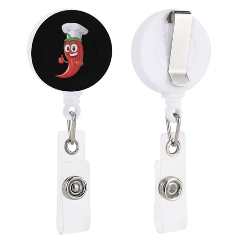 Chili Pepper Chefs Hat Cute Retractable Badge Holder Reel ID Name Card Holders Office Nurse Doctor