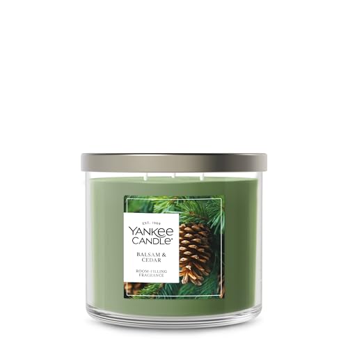 Yankee Candle 3 Wick Candle Jar, Scented Candle with up to 40 Hours of Burn Time, Premium Plant Wax Blend for Consistent Long Lasting Scent from First to Last Burn, Balsam & Cedar