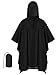 Huayuzh Leicht Wasserdicht Regenponcho Herren Regencape Damen Atmungsaktiv Kapuze Wandern Camping Fahrrad Regenjacke Schwarz