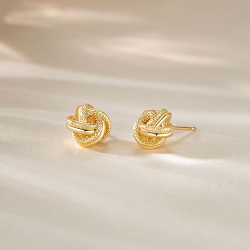Eloqueen 14K Gold Stud Earrings for Women Gold Earrings for Women Earring Graceful and Interlaced Design Womens Cute Dainty Stud Earring4