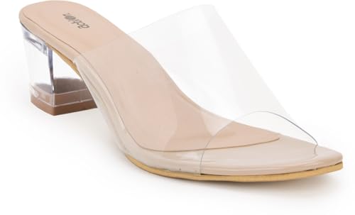 Image of Action Patent Leather Sandals| Pattern| Transparent Block Heel| Ankle Strap Tan