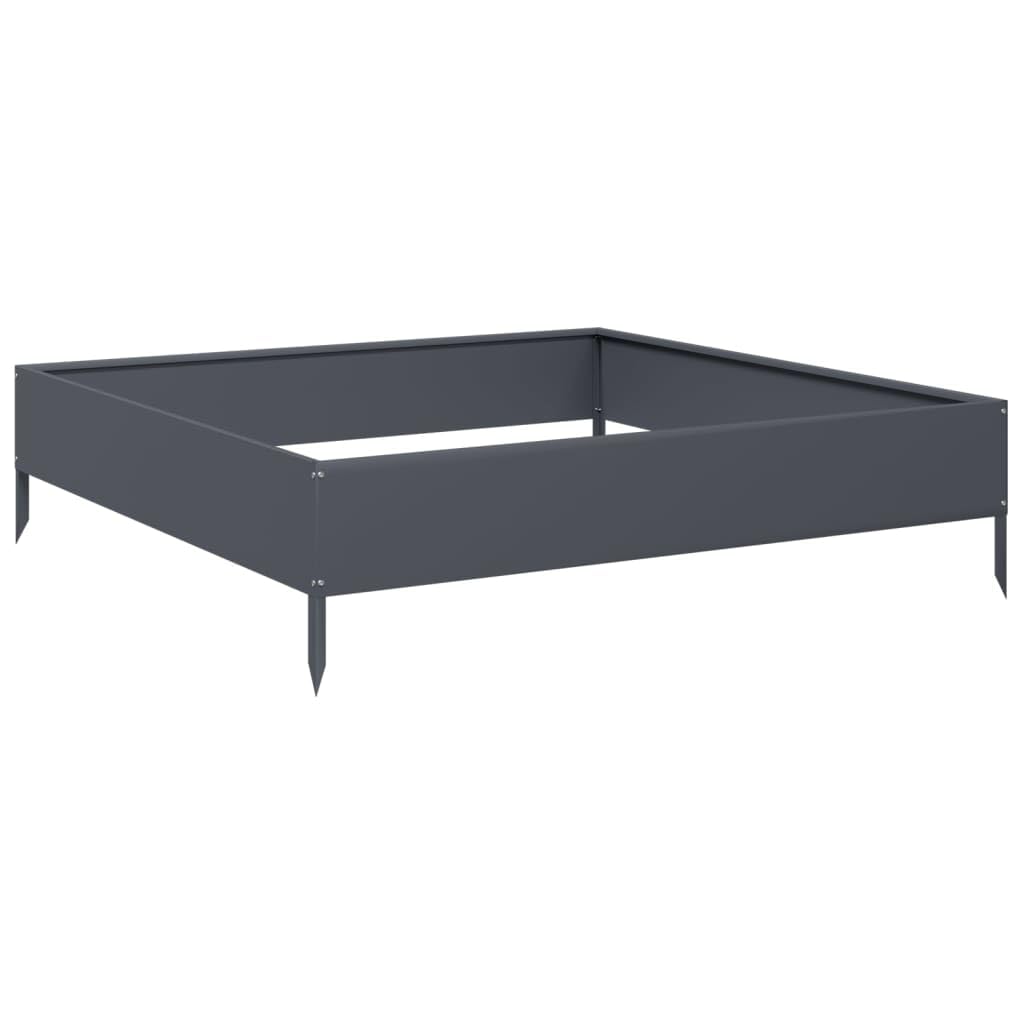 Hochbeet Anthrazit aus Stahl 100 x 100 x 26 cm mit offener Unterseite, für Garten Terrasse Balkon Fensterbank, für Kräuter Gemüse Blumen im Outdoor Bereich