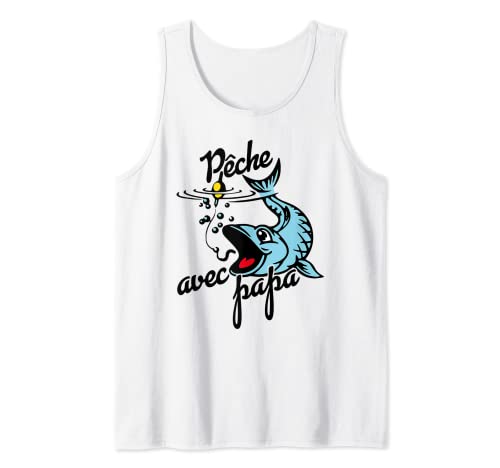 Pesca con papá | peces coloridos | Divertido pescador Camiseta sin Mangas