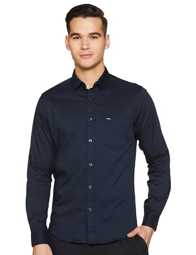 Image of The Indian Garage Co Men Slim Fit Solid Full Sleeves Spread Collar Casual Shirt