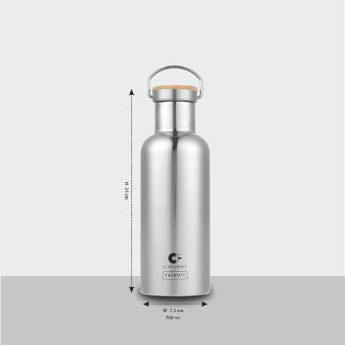Image of CLAY CRAFT VACBOTT Melissa Double Walled|18 Hours Hot and 24 Hours Cold Water Bottle Vacuum Insulated Flask Bottle|1 Pcs, 700ml Bottle for Gym|Travelling|BPA-Free|BIS Certified|1Year Limited Warranty