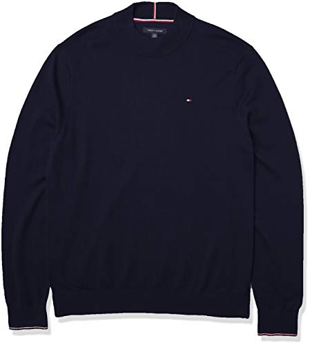 Tommy Hilfiger mens Tommy Hilfiger Men's Solid Crewneck Sweater, Sky Captain, Large US