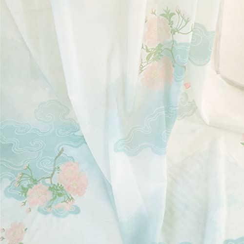 MARABO Tissu de mariée, matériel d'artisanat de Robe, Tulle Blanc délicat élégant léger Fin Beau Motif de Nuage de Bon augure de Lotus Rose Tissu de Fil Net for Robe Faite à la Main 150 x 100 cm
