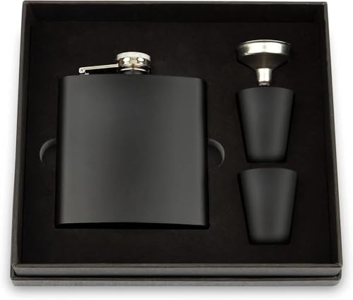 Image of Hip Flask with 2 Shot Glasses + Funnel,for Men and Women Perfect for Christmas and Holidays Hip Flask for Liquor or Wine Whiskey Alcohol Drinks Holder Pocket Bottle