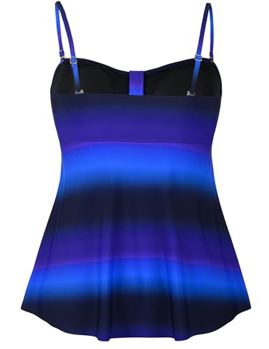 Image of Hilor Women's Flyaway Tankini Top Bandeau Swimsuit Flowy Bathing Suit Tummy Control Swimwear